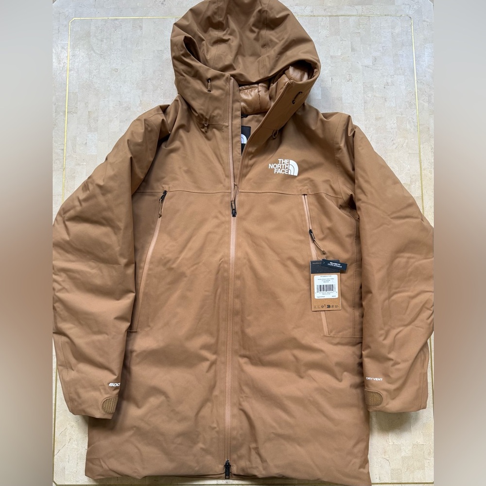 The North Face Mountain Range Down Parka 600 Men's Sz M Utility Brown NWT $400 - Picture 3 of 16